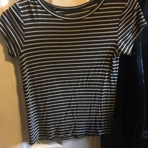 Navy and white striped shirt